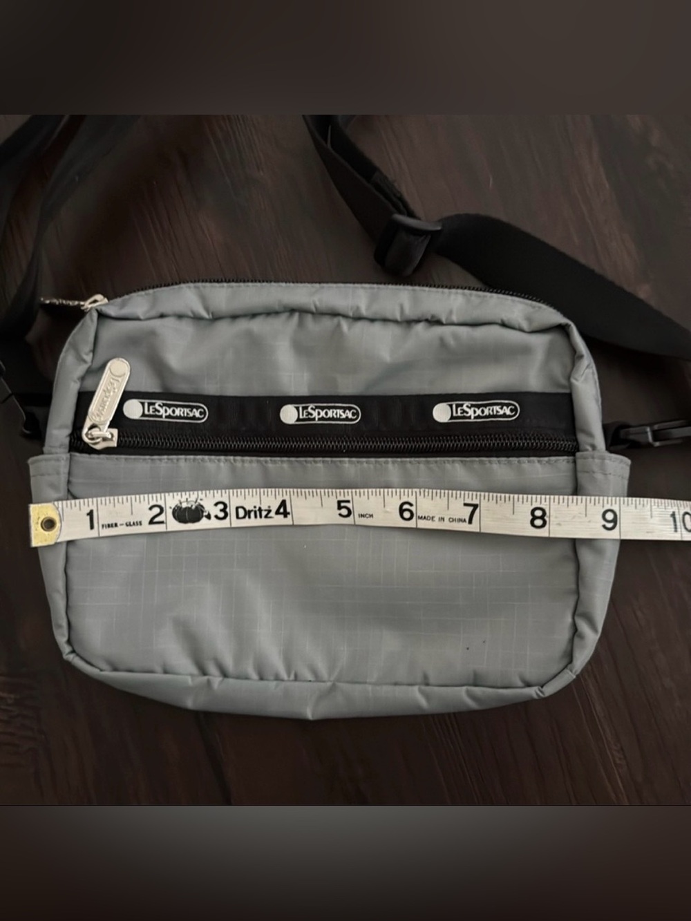 LeSportsac CROSSBODY BELT BAG GRAY NYLON BLACK DETACHABLE ADJUSTABLE STRAP - Picture 3 of 8